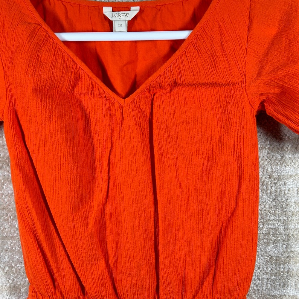 J.Crew Womens Boho G3319 Crinkle Gauze V-Neck Tunic Top Orange XXS